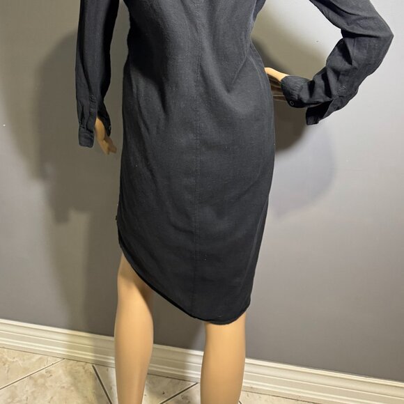 prAna La Noa Hemp Black Button-Down Shirt Dress 🖤 Soft Eco Casual - Picture 7 of 9